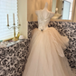 Ivory Minimalist Strapless Waist-Cinched Voluminous Skirt Long Romantic Dress, Wedding Gown gh7572