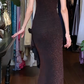 Dark Brown Vintage Prom Dress Strapless Tube Neck All Over Sequin Bodycon Layered Ruffle Tulle Long Evening Gown gh9613