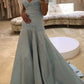 Elegantes langes blaues Satinkleid gh6866