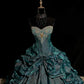 Teal Vintage Fashion Beaded Long Tulle Ball Gown gh4922