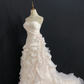 Blush Pink Floral Strapless Wedding Dress, Cinched Waist, Long Puffy Skirt gh8273