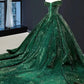 Silber/Rot/Grün Glänzend Wunderschöne Pailletten Langes Ballkleid Abendkleid Off Schulter Erwachsene Zeremonie Kleid gh3128