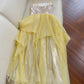 Yellow Silver FuturisticFlowing Long Chiffon Ball Gown Party Dress gh4404