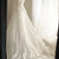 White strapless fitted waist vintage-style elegant ball gown, evening gown gh7127