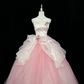 Blush Pink Strapless Cinched Waist Voluminous Princess Skirt Romantic Dress, Wedding Gown gh7922
