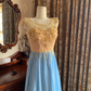 Orange Bodice Spliced Light Blue Skirt Prom Gown, Evening Formal Dress gh7243