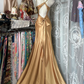 Gold Halter Neck Fitted Waist Slim Sexy Long Prom Dress, Evening Gown gh7199