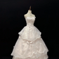 Blush Pink Strapless Romantic Dress With Rhinestones, Cinched Waist, Voluminous Tiered Skirt, Wedding Gown gh8097