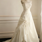 White strapless fitted waist vintage-style elegant ball gown, evening gown gh7127