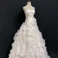 Blush Pink Floral Strapless Wedding Dress, Cinched Waist, Long Puffy Skirt gh8273
