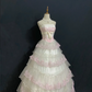 Blush Pink Strapless Romantic Gown with Embroidered Lace Trim, Fitted Waist and Fluffy Tiered Cake Skirt, Wedding Dress & Bridal Gown gh8323