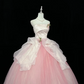 Blush Pink Strapless Cinched Waist Voluminous Princess Skirt Romantic Dress, Wedding Gown gh7922