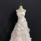 Blush Pink Floral Strapless Wedding Dress, Cinched Waist, Long Puffy Skirt gh8273