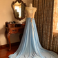 Orange Bodice Spliced Light Blue Skirt Prom Gown, Evening Formal Dress gh7243