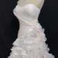 Blush Pink Floral Strapless Wedding Dress, Cinched Waist, Long Puffy Skirt gh8273