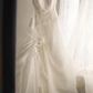 White strapless fitted waist vintage-style elegant ball gown, evening gown gh7127
