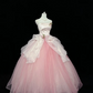 Blush Pink Strapless Cinched Waist Voluminous Princess Skirt Romantic Dress, Wedding Gown gh7922