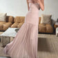 Robe de soirée longue en tulle rose simple et élégante gh3017
