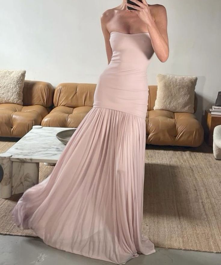 Robe de soirée longue en tulle rose simple et élégante gh3017