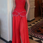 girlhomeshops - Robe longue rouge à perles gh6146