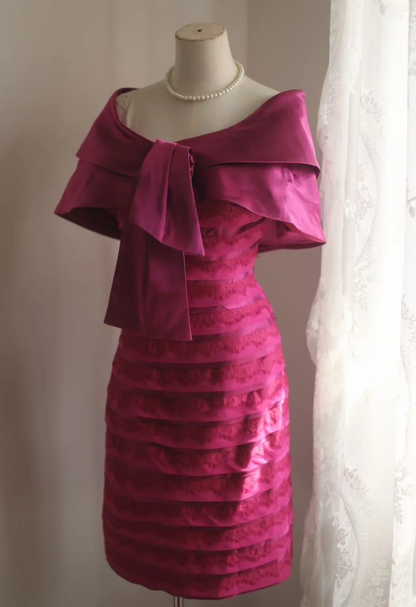 Rose pink strapless shawl vintage elegant short ball gown, evening ball dress gh7128
