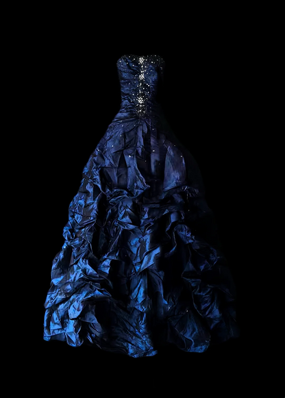 Dark Blue Strapless Waist-Cinching Puffy Skirt Prom Gown, Evening Formal Dress gh7320