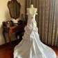 White Spaghetti Strap Waist-Cinched Slim Elegant Vintage Long Prom Dress, Graduation Gown, Wedding Dress gh7244