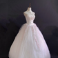 Blush Pink Floral Strapless Romantic Gown, Cinched Waist & Voluminous Princess Skirt, Wedding Dress & Bridal Gown gh8228