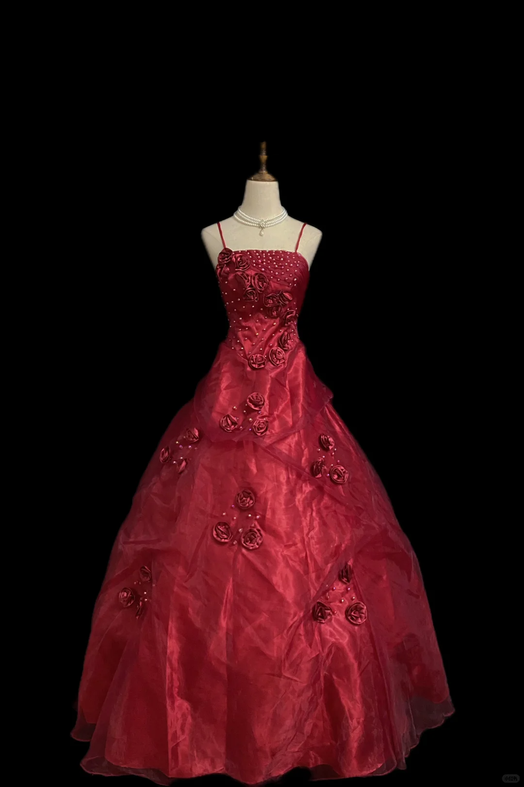 Burgundy Spaghetti Strap Wedding Dress, Fitted Waist, Long Vintage Puffy Princess Skirt gh8274