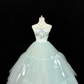Satin Strapless Light Green Voluminous Skirt Long Romantic Dress, Wedding Gown gh7839