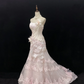 Blush Pink Strapless Long Romantic Gown, Floral Embroidery, Cinched Waist & Slim Bodycon Fit, Wedding Dress & Bridal Gown gh8143