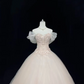 Blush Pink Soft Off-the-Shoulder Cinched Waist Embroidered Voluminous Princess Skirt Romantic Dress, Wedding Gown gh8009