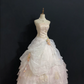Blush Pink Strapless Long Romantic Gown with Beaded Decorations, Fitted Waist and Fluffy Princess Skirt, Wedding Dress & Bridal Gown gh8324