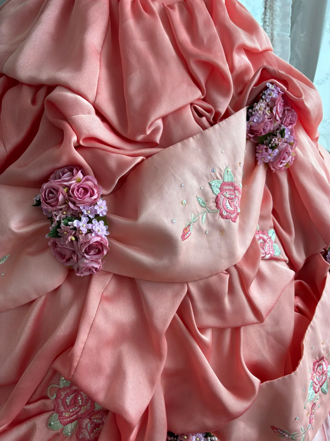 Pink Strapless Fitted Waist Puffy Tulle Skirt Prom Gown, Evening Gown & Bridal Wedding Gown gh7355