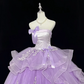 Lavender Vintage Palace Strapless Cinched Waist Voluminous Full Skirt Romantic Dress, Wedding Gown gh7963