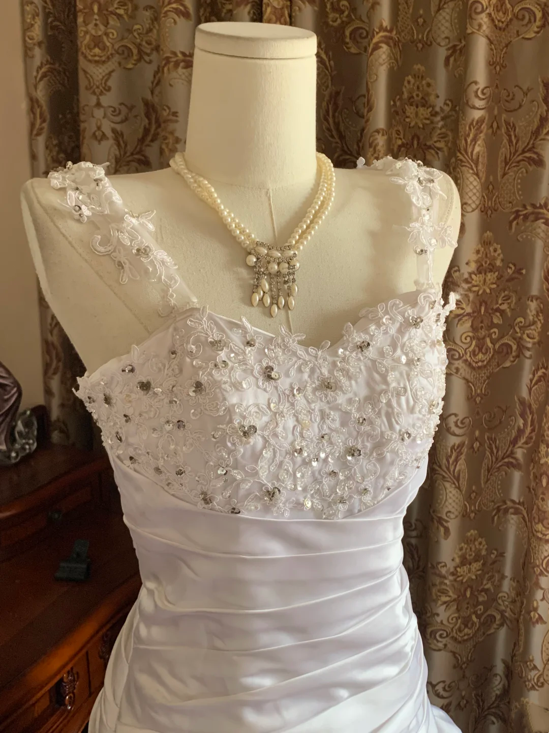 White Spaghetti Strap Waist-Cinched Slim Elegant Vintage Long Prom Dress, Graduation Gown, Wedding Dress gh7244