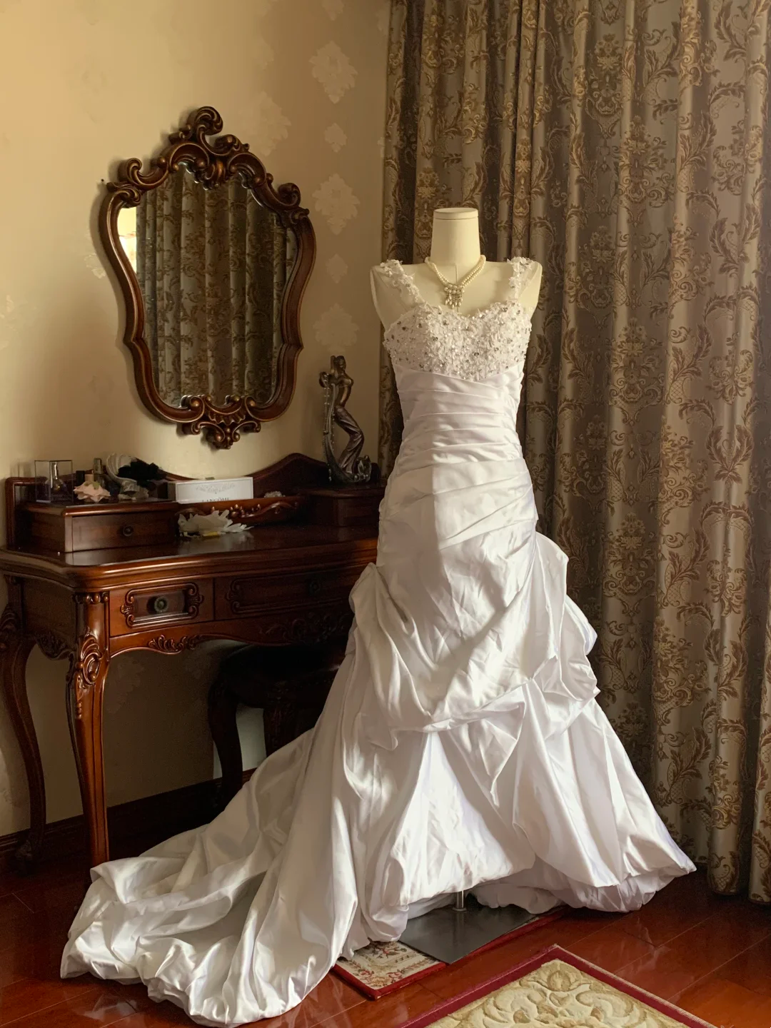 White Spaghetti Strap Waist-Cinched Slim Elegant Vintage Long Prom Dress, Graduation Gown, Wedding Dress gh7244