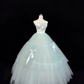 Satin Strapless Light Green Voluminous Skirt Long Romantic Dress, Wedding Gown gh7839