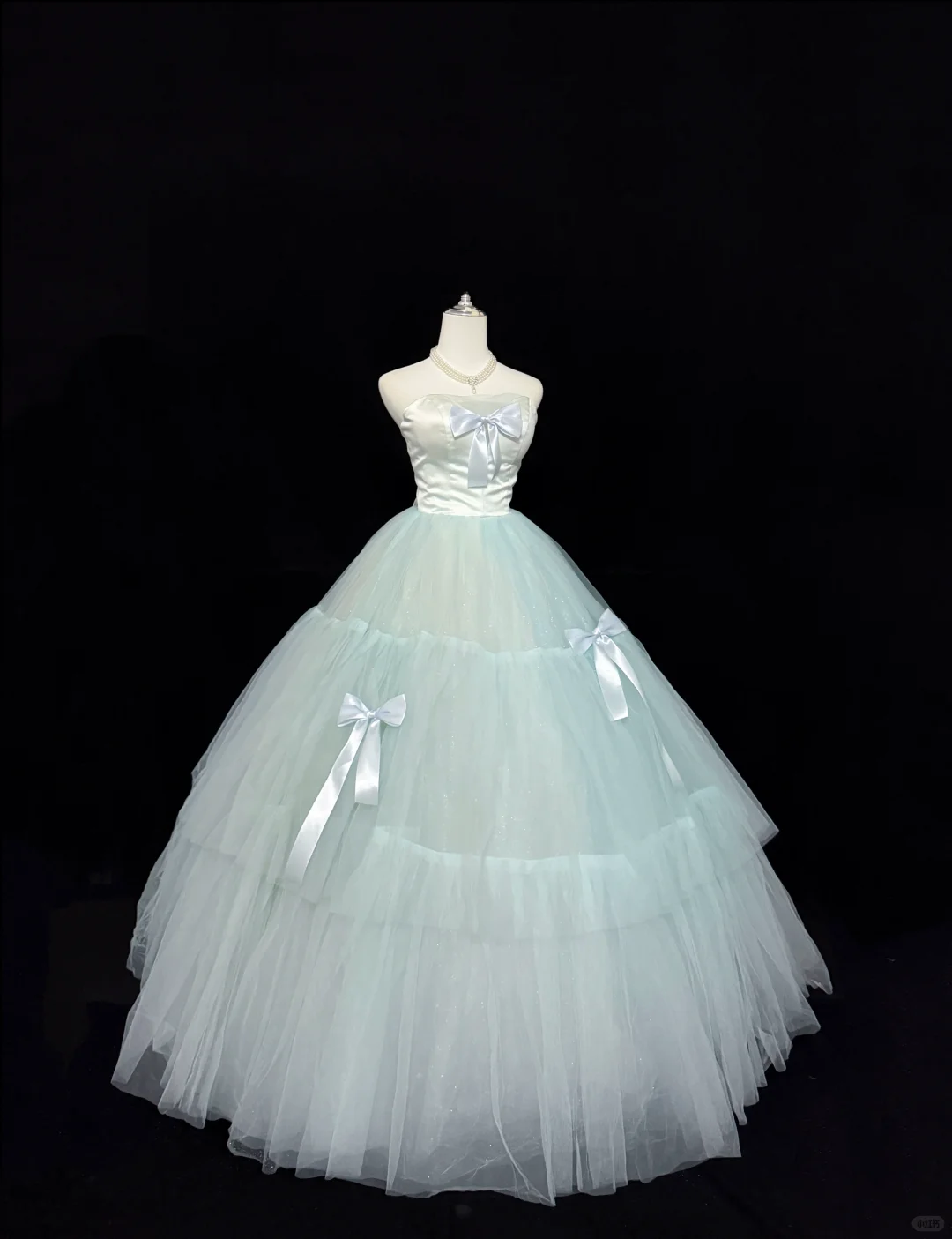 Satin Strapless Light Green Voluminous Skirt Long Romantic Dress, Wedding Gown gh7839