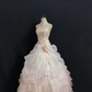 Blush Pink Strapless Long Romantic Gown with Beaded Decorations, Fitted Waist and Fluffy Princess Skirt, Wedding Dress & Bridal Gown gh8324
