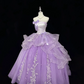 Lavender Vintage Palace Strapless Cinched Waist Voluminous Full Skirt Romantic Dress, Wedding Gown gh7963