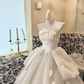 White Satin Strapless Vintage Cinched Waist Voluminous Skirt Long Romantic Dress, Wedding Gown gh7782