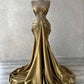 Sexy und elegantes langes Ballkleid mit goldenen Perlen gh4964