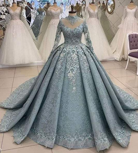 Robe de soirée élégante et magnifique, broderie complexe de perles exquise, bleu rétro, longue, personnalisation de l'industrie lourde, robe de mariée noble, gh3164