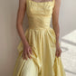 girlhomeshops-- Robe longue en satin jaune à bretelles spaghetti gh5722