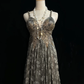 ✨Girlhomeshops-Coffee Spaghetti Strap Beaded Mermaid Gown Floral Sheer Mesh Overlay gh10151