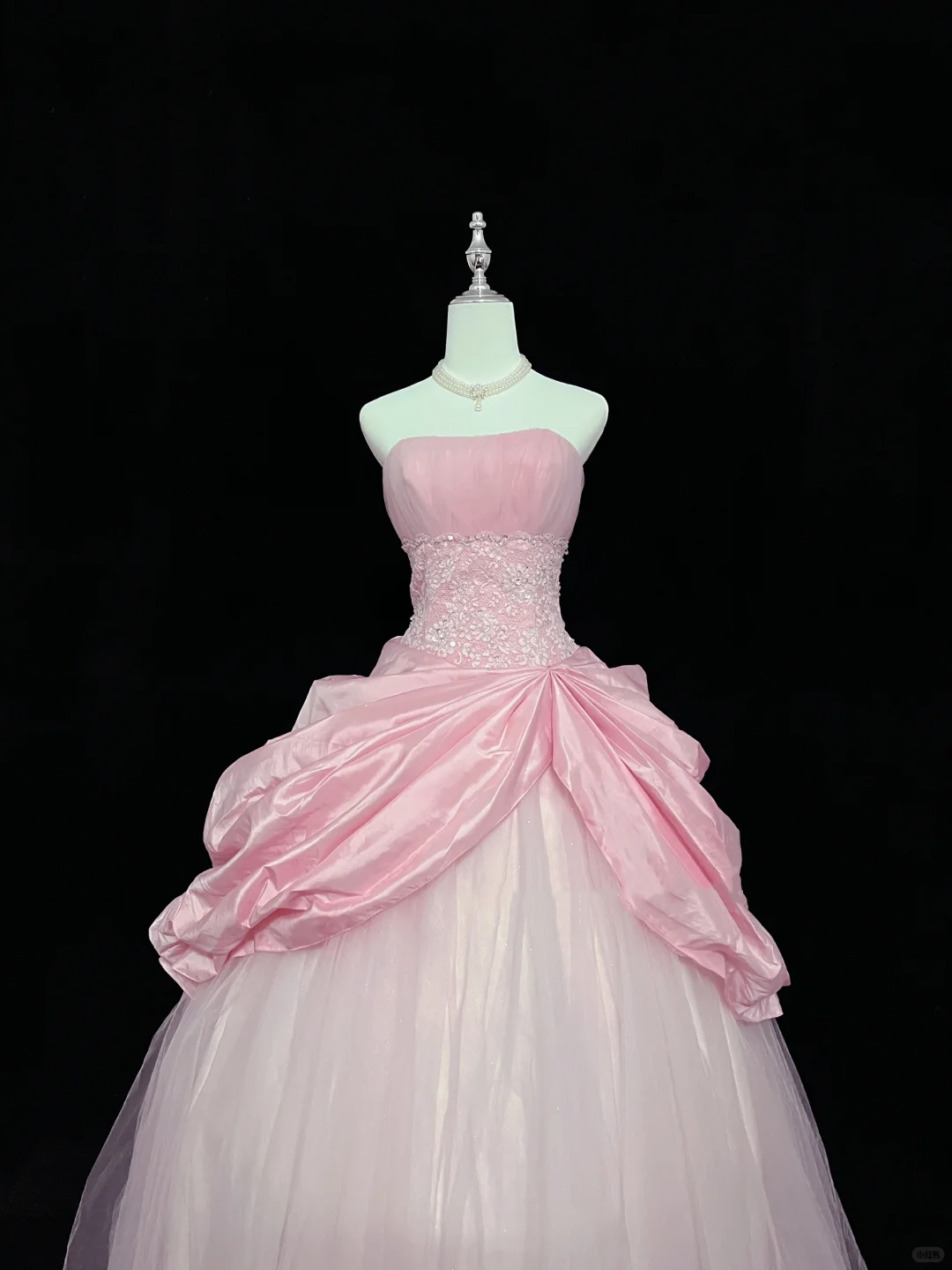 Blush Pink Strapless Cinched Waist Voluminous Princess Skirt Vintage Luxury Romantic Dress, Wedding Gown gh8060