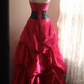 Red strapless vintage-style elegant ball gown, evening ball dress gh7129