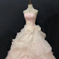 Blush pink strapless embroidered romantic gown with cinched waist and voluminous princess skirt, wedding dress & bridal gown gh8229