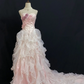 Blush Pink Strapless Romantic Sexy Gown With Floral Appliqués, Fitted Waist & Long Slit Skirt, Wedding Dress & Bridal Gown gh8275
